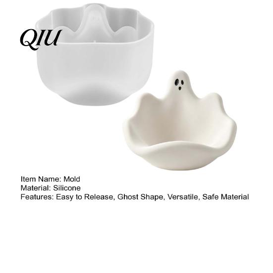Small Resin Casting Mold Halloween Ghost Storage Bowl Silicone Mold, DIY Jewelry Dish Candy Snack Plate Desktop Organizer for Plaster Cement