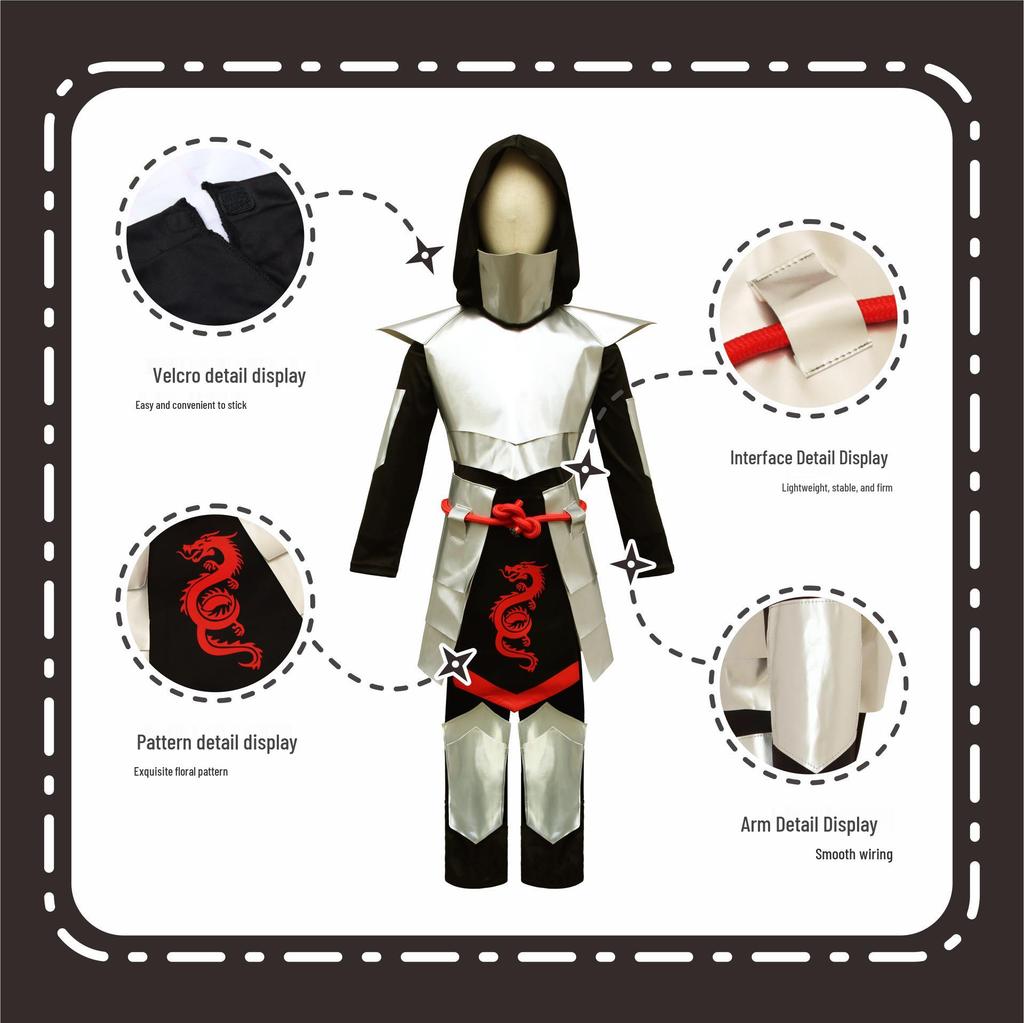 Dětský halloweenský kostým ninjy - Oblečení v japonském stylu pro vystoupení 1. června