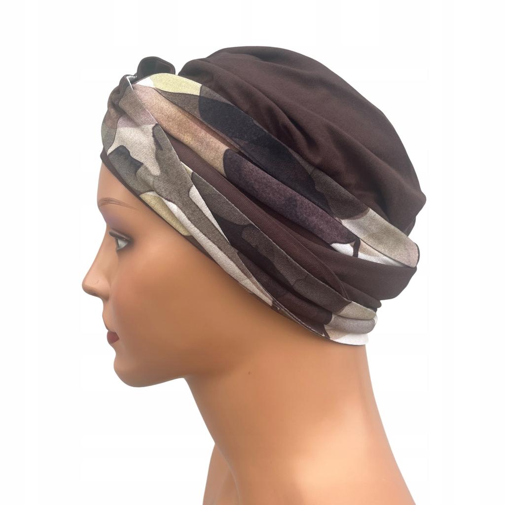 Two-color Sejla Scarf Brown 527 Pleated Turban Even After Chemotherapy