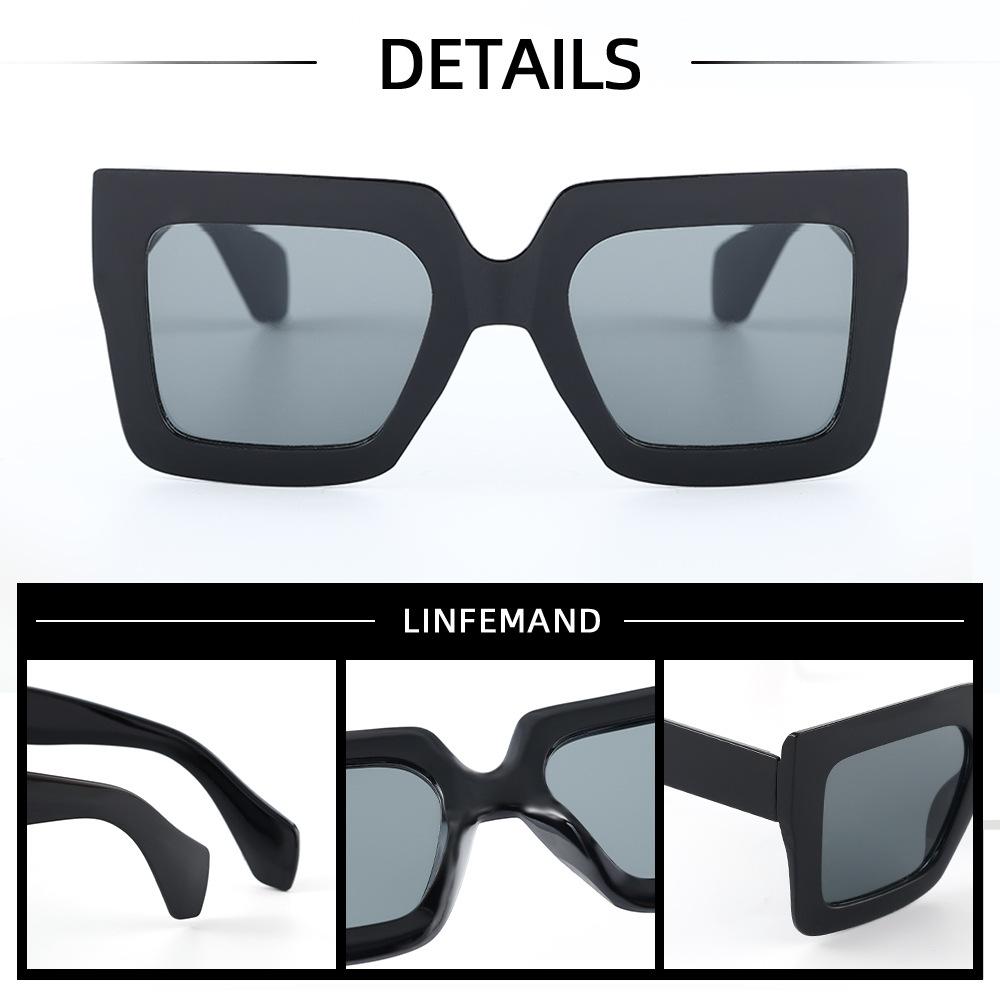 Lunettes de soleil fashion à monture large pour un style haut de gamme pour femmes, lunettes de soleil carrées polyvalentes anti-ultraviolets, best-sellers pour la photographie de rue pour hommes