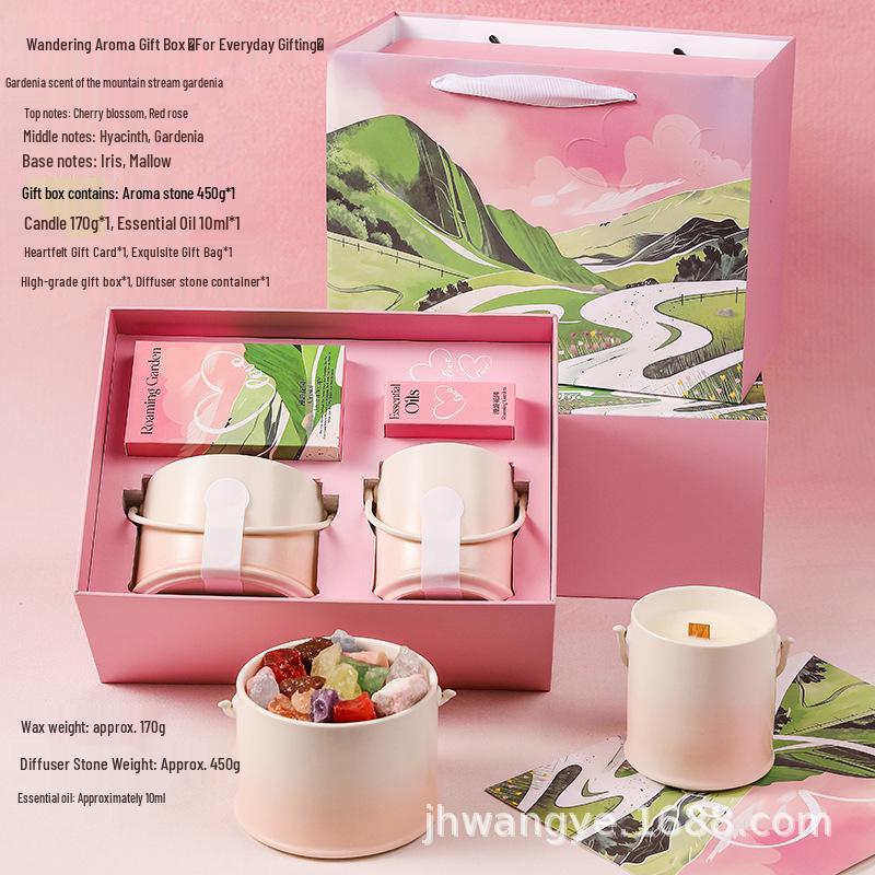 Premium Aroma Diffuser Gift Box - Flameless, Indoor Crystal Stone for Home, Long-lasting Essential Oil Fragrance