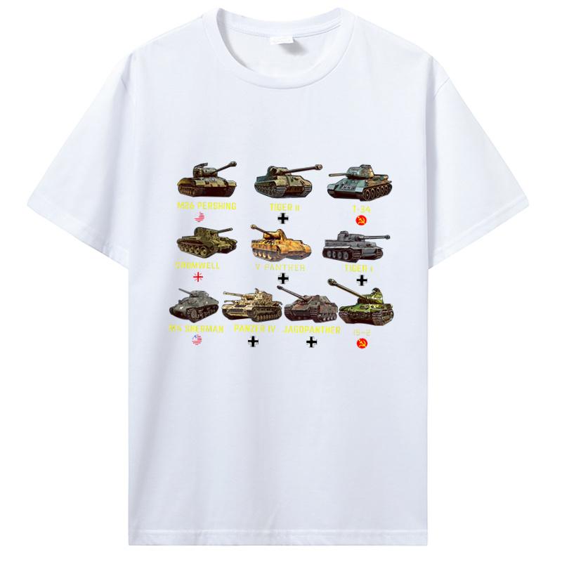New Tanks M4 Sherman Panzer IV Tiger II T-34 T-Shirt Men Casual Cotton TShirt Cool T Shirt Tees Harajuku Streetwear
