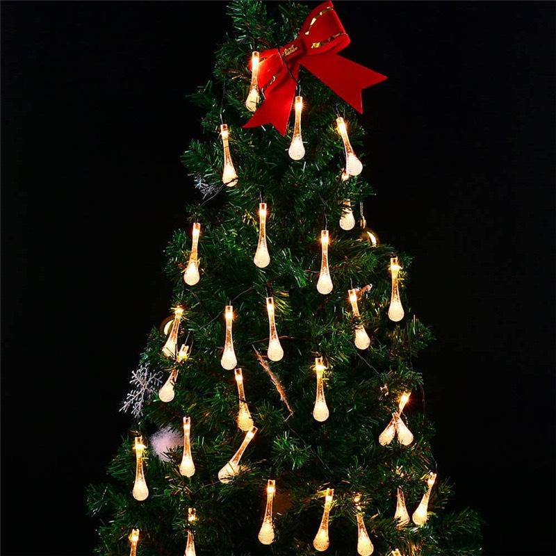Solar-Wassertropfen-Lichterkette, Außenbalkon, Gartenhofdekoration, Weihnachtslichterkette
