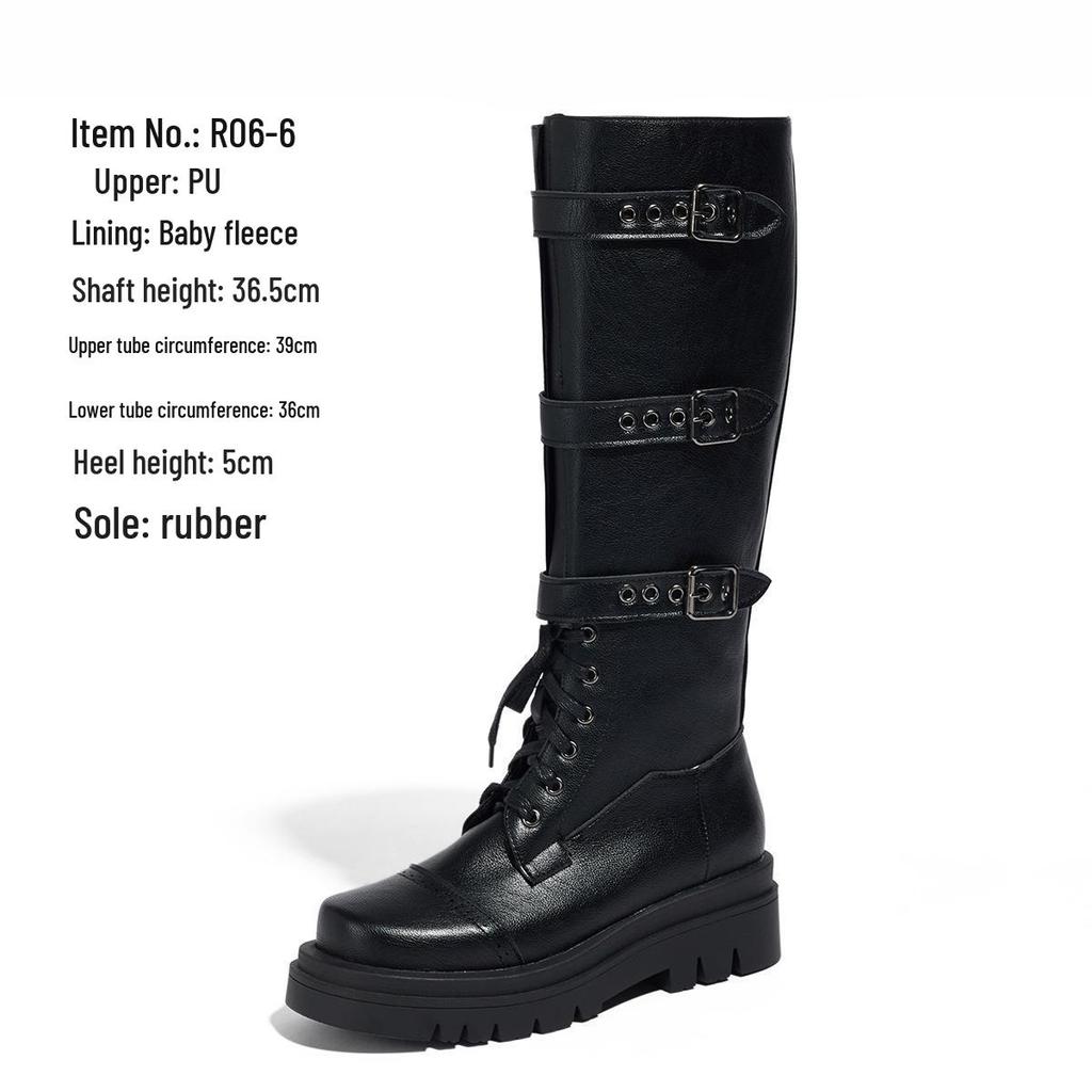 Merade Waterproof Leather Cowboy Boots: Children's & Women's Autumn Riding Boots with Thick Platform Sole