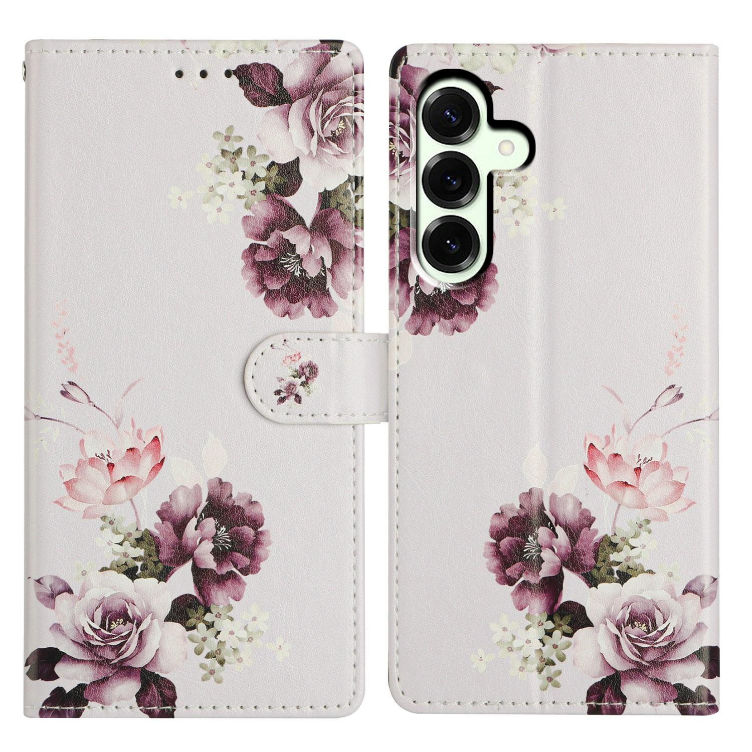 

For Samsung Galaxy A17 Case Pattern Printing Wallet Stand Flip Leather Phone Cover with Strap Cross Rose