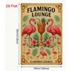Vintage plechová cedule Flamingo Lounge, 2D tištěné tropické nástěnné umění, Retro dekorativní akcent pro Tiki bar a pánskou jeskyni