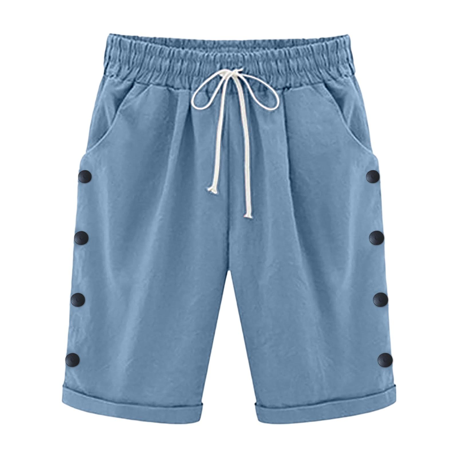 

Женские модные однотонные укороченные брюки с эластичной резинкой на талии и карманами S