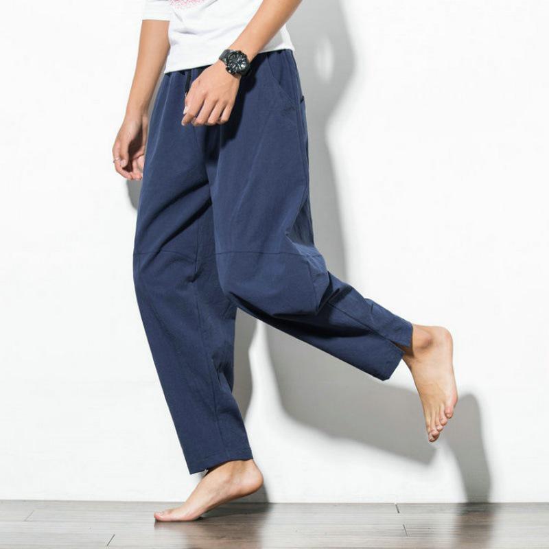 2025 Men's Chinese Style Casual Harem Pants: Loose, Plus Size, Wide Leg, Beach & Year-Round Wear