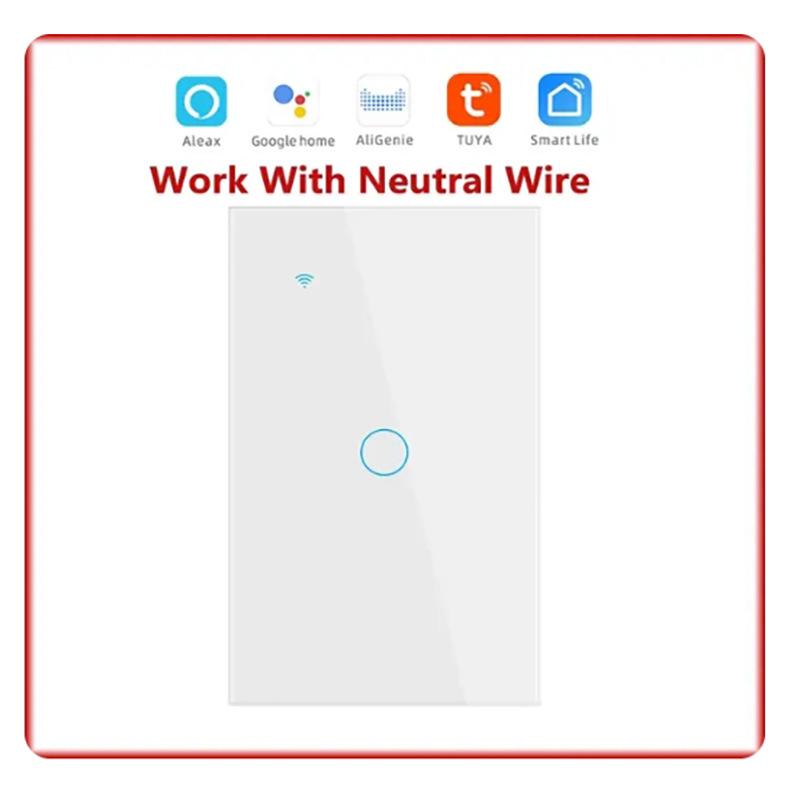 Tuya WiFi Smart Light Switch with Wall Touch, Compatible with Alexa and Google Assistant.