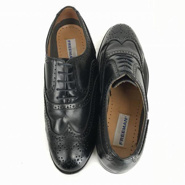 USA Vintage FREEMAN Leather Wingtip Shoes [25.5/Black] Business Shoes(USED)