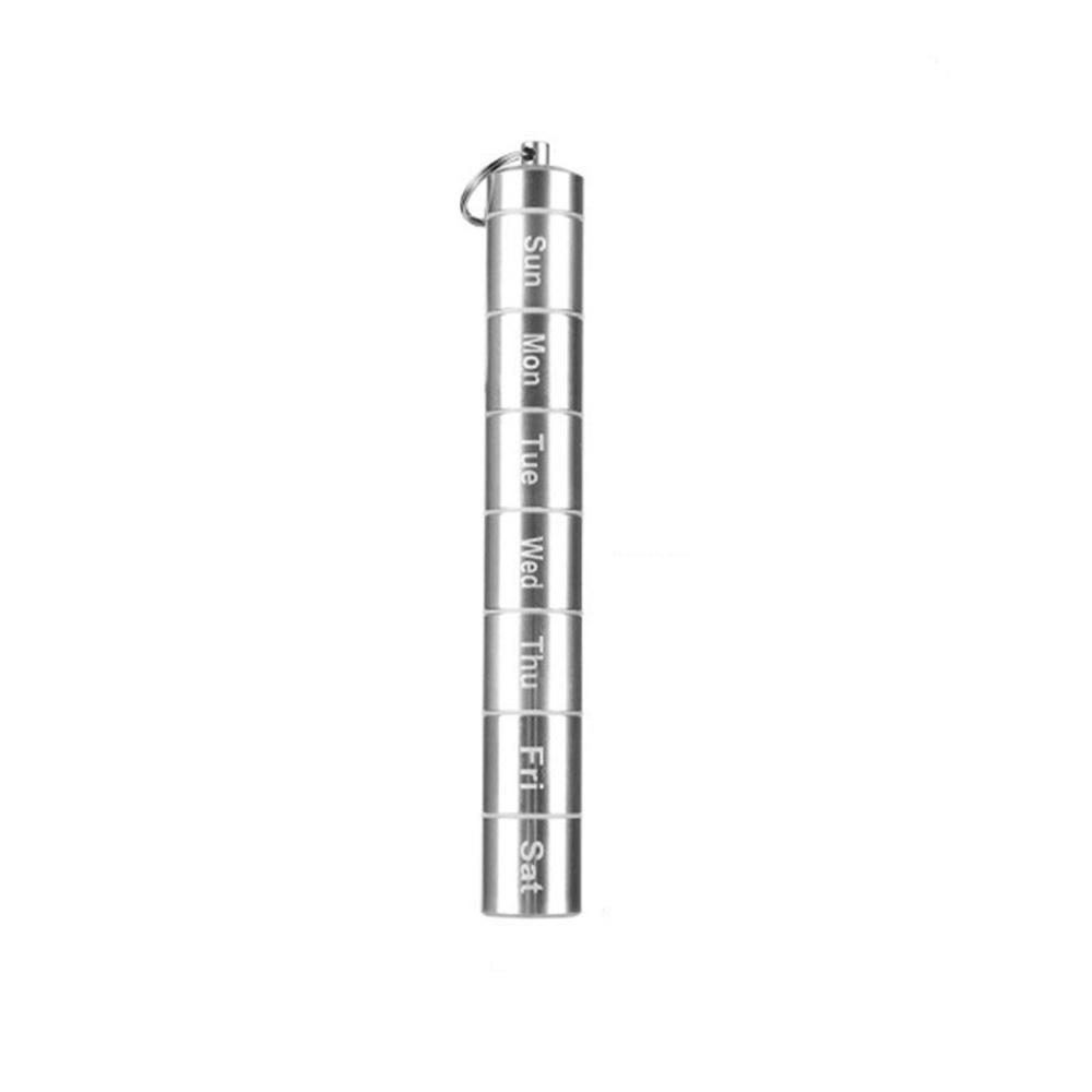 Reise Medikamentenbox 7 Fächer Pillendose Etui Organizer Etui Aluminiumlegierung Für Reisen Altenpflege Outdoor-Aktivitäten