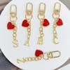 Metal Heart Letter Keychain Fashion A-Z Initial Keyring Charms Car Key Holders Bag Pendant Accessories Valentine'S Day Gift