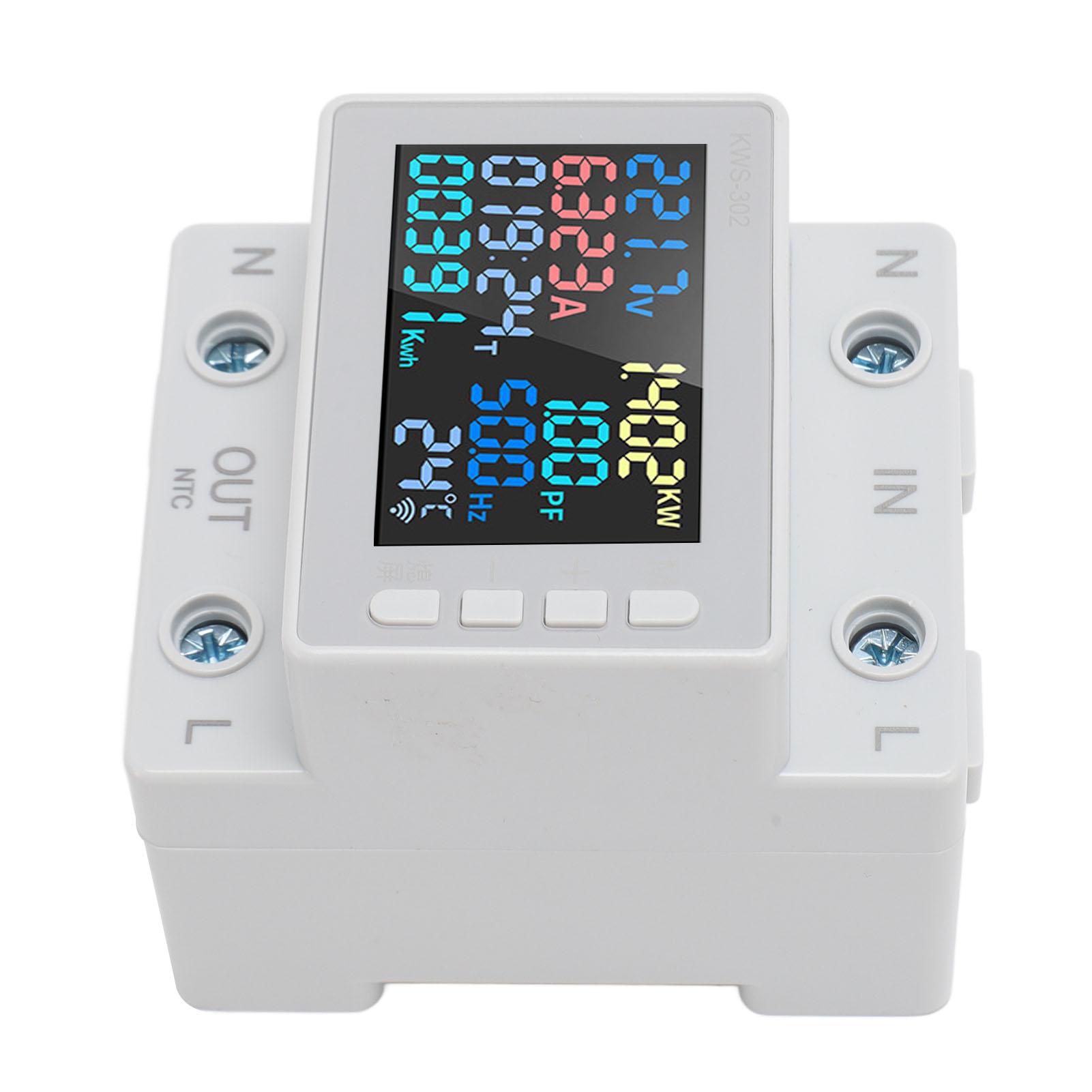 

Вольт Амперметр 64A 170 до 270V 0 до 17кВт DIN-рейка Пам ять вимкнення живлення Кольоровий екран Лічильник електроенергії