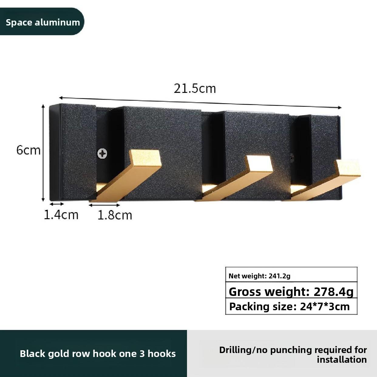 

Многорядный складной настенный крючок из космического алюминия, сверхпрочная невидимая вешалка для ванной, кухни, прихожей--- 3 Hooks чёрный