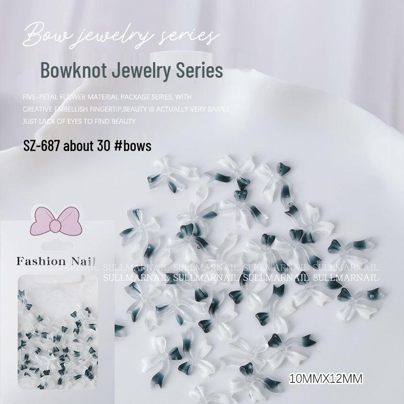 

Двухцветные смоляные бантики для нейл-арта - 3D стразы с плоским дном, 30 штук