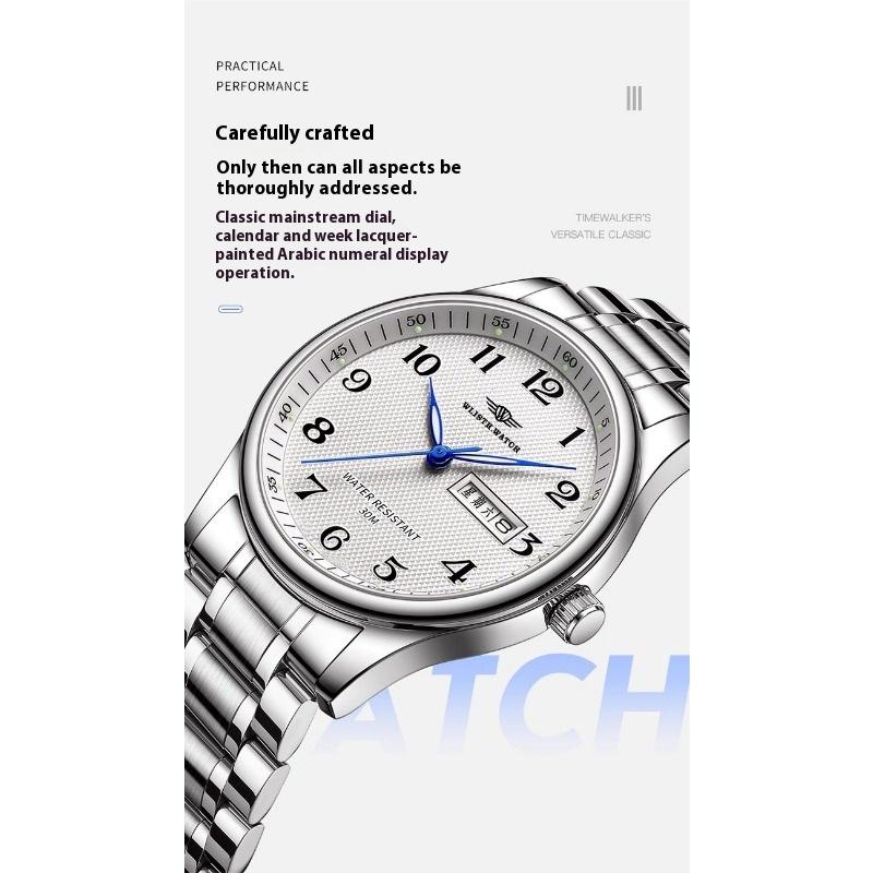 Top Brand Men's Watch Fashion Double Calendar Waterproof Business Quartz Wrist Watch