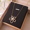 Luxury Full Zircon Red Crystal Pendant Necklace For Women Titanium Steel Girls Couple Lady Gift Fashion Jewelry