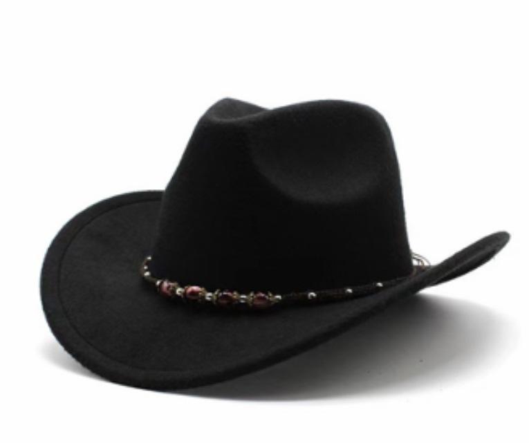 Western Suede Upturned Edge Western Cowboy Hat Men's and Women's Outdoor Travel Hat Rolled Brim Ethnic Style Top Hat Felt Hat