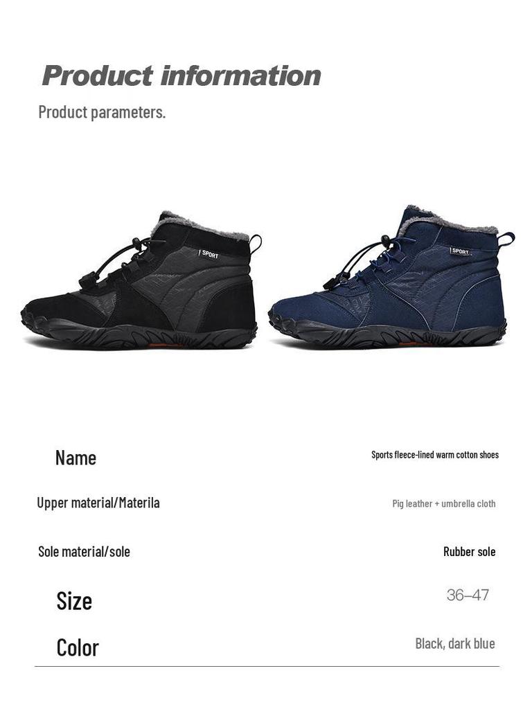 Herren Cross-Border Fünf-Finger Outdoor Sportschuhe – Mit Samt gefüttert, warm, verschleißfest, rutschfest, Schneewanderstiefel.