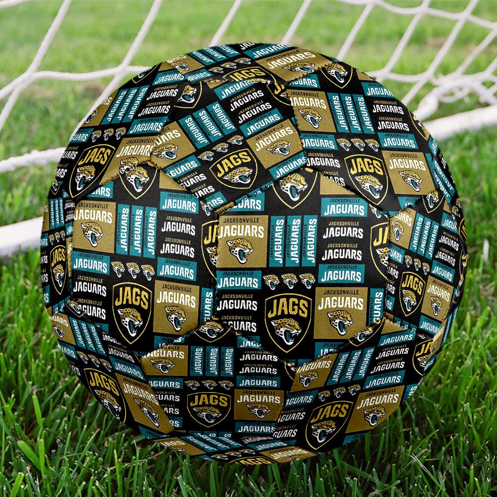 Jacksonville Jaguars Indoor Soccer Ball Size 5 Colorful All Ages Machine Stitched PVC Competition Ready Durable High-Bounce