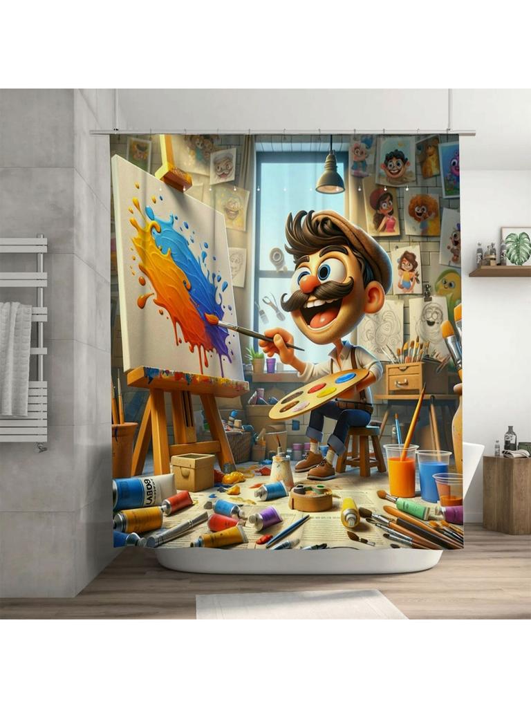 Artistic Painter Shower Curtain | Colorful and Creative Bathroom Decor