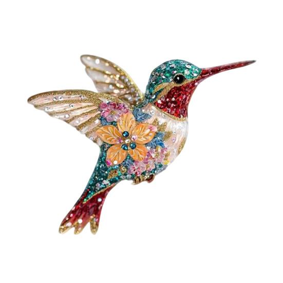 Acrylic Hummingbird Hanging Decoration Indoor Outdoor Garden Yard Window Wall Hanging 2D Flat Flower Colorful Bird Ornament