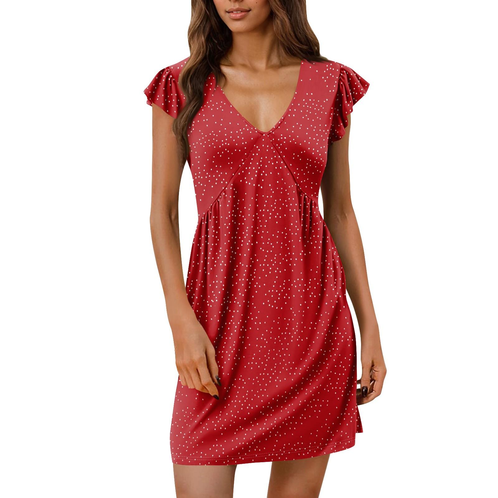 

Женское летнее платье, свободное платье-сарафан без рукавов с V-образным вырезом и карманами S красный