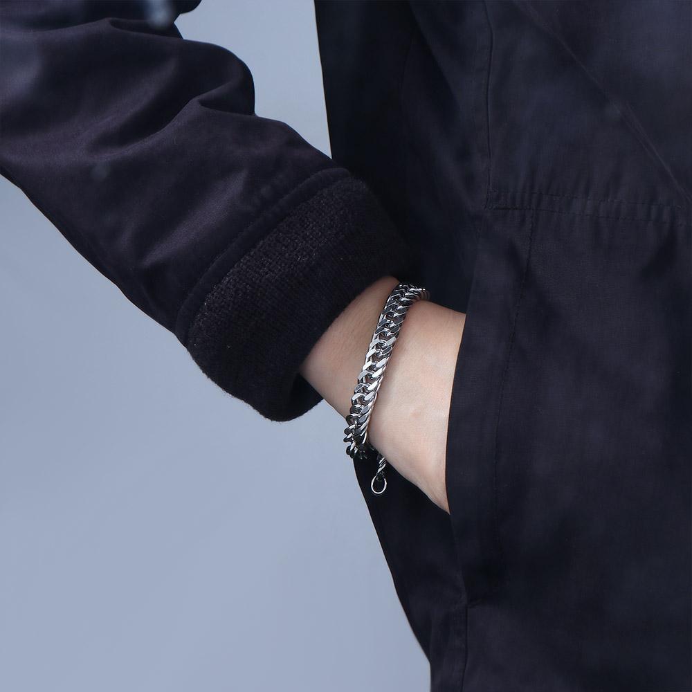 Stainless Steel Silver Color Punk Hand Chain Men's Bracelets Punk Jewelry Heavy Chain Bracelets