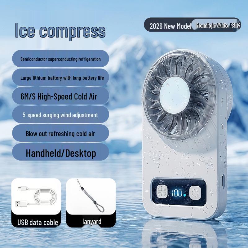 Ice Pack Portable USB Handheld Fan - Strong Wind Cooling for Outdoors