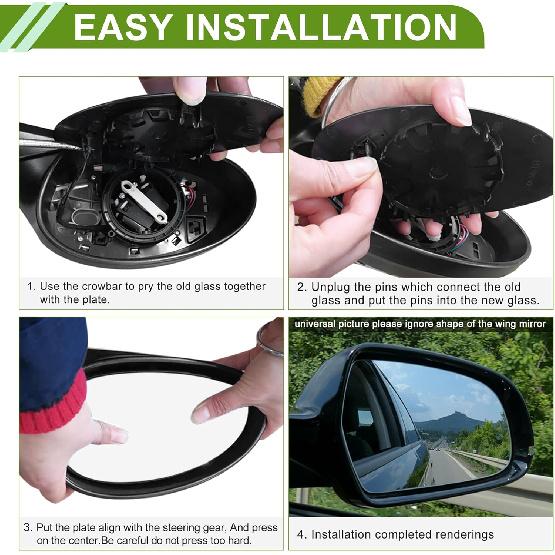 No.876213W400 Mirror Glass Replacement for Kia Sportage 2011-2016 Right Side 1 Pc Convex Non-Heated