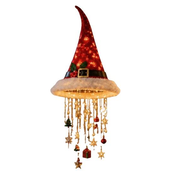 Festliche Veranda-Eingangsdekorationen Weihnachtsbaum-Hängeornament mit LED-Lichtern Beleuchteter Anhänger Stern-Topper Leuchtend für Innenbereich Terrasse Weihnachten für