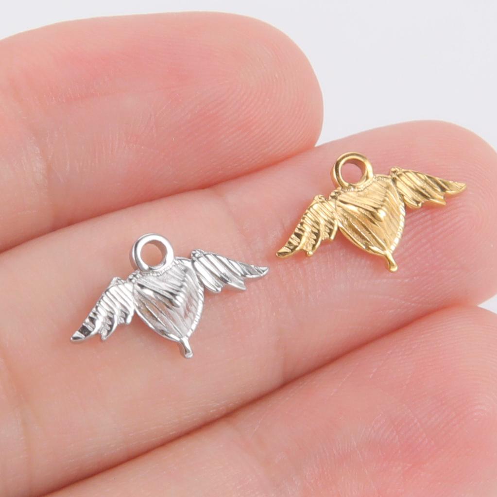 Teamer 5pcs/lot Love Heart Pendant Charms for Jewelry Making Stainless Steel Charms DIY Necklace Bracelet Accessories Supplies