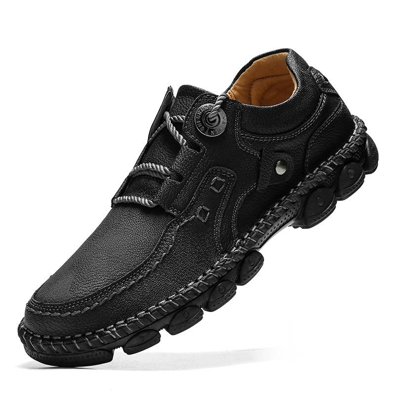 Autumn and winter new retro outdoor casual men's shoes large size 48 sewn small leather shoes men's comfort