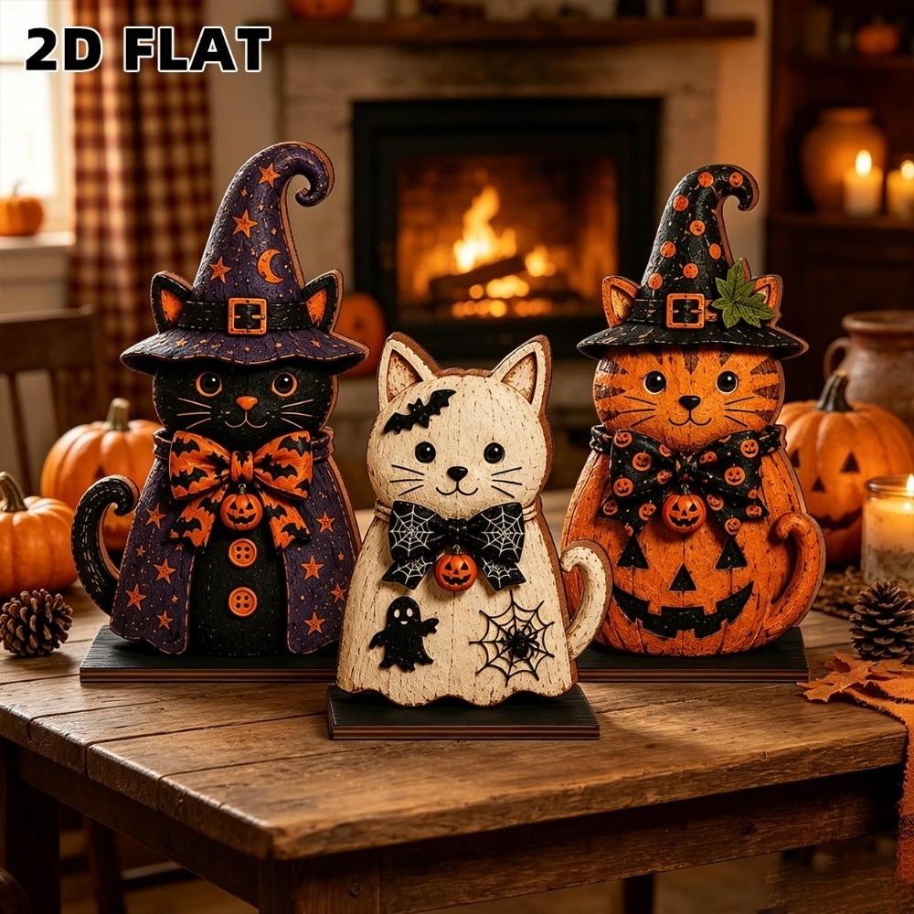 3pcs Rustic-style Halloween Figurine Pumpkin Tabletop Decoration Living Room
