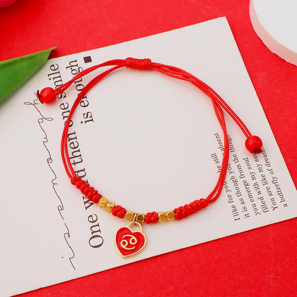 

12 созвездий ручной работы плетеные браслеты мода счастливая красная веревка регулируемые запястье украшения для женщин мужчин подарок на день рождения