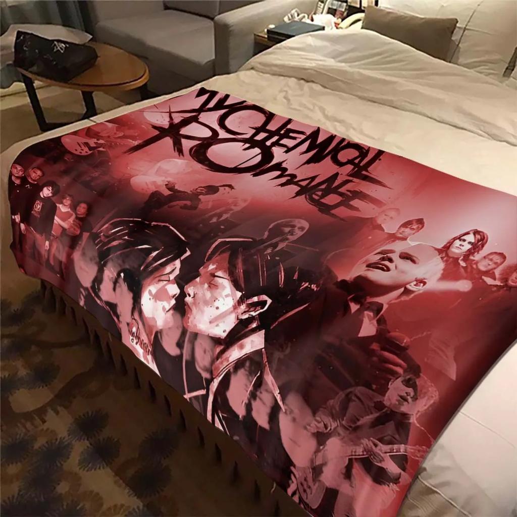 USA My Chemical Romance Band Blanket Printed Flannel Blanket Soft Warm Plush Throw Blanket for Bed Bedroom Sofa Picnic Fan Gift