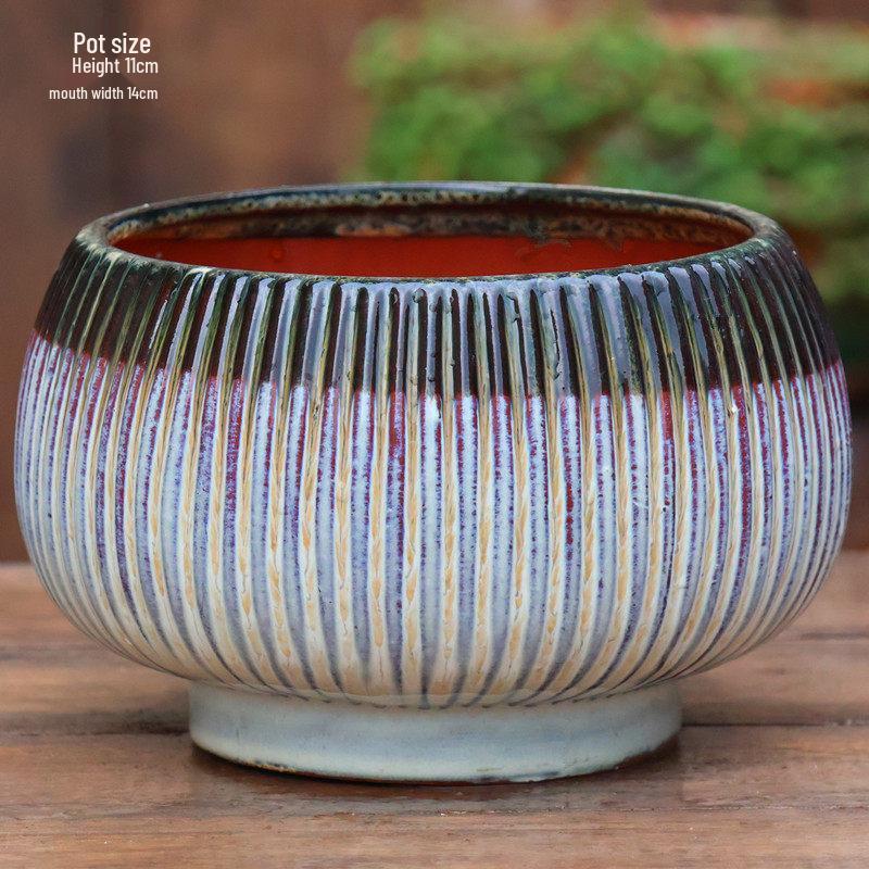 Yixing Handmade Coarse Pottery Medium Succulent Planter - Breathable Zisha Ceramic Ebony Tree Pot for Green Plants