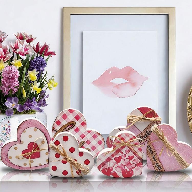 6 Purpose Valentines Desktop Ornaments Heart Shaped for Party and Wedding Decorations