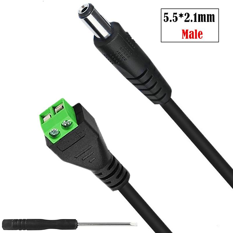 DC Strømkabel 5.5*2.1/5.5*2.5mm/3.5*1.35mm Hunn Hann Kontakt Jack Plugg Tilkobling For LED Stripe CCTV Sikkerhetskamera DVR