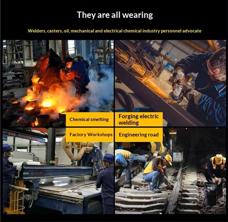 Custom-made Men's Flame Retardant CE Certified Welding Protective Clothing One-piece Denim Hooded Reflective Needle Detection