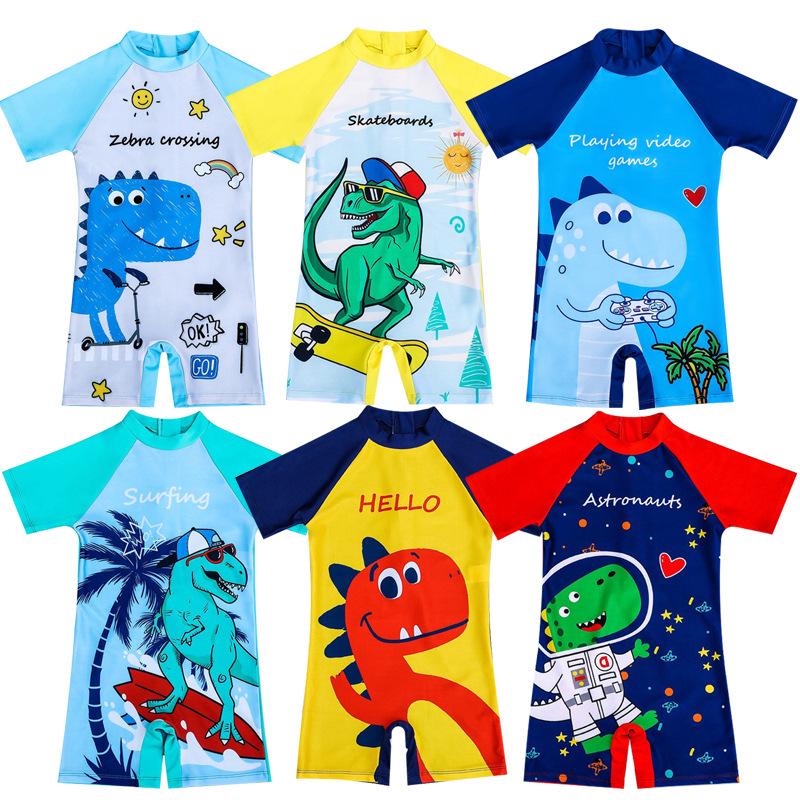 

Быстросохнущий детский слитный купальник с мультяшным принтом и защитой от солнца L (40-55 lbs)