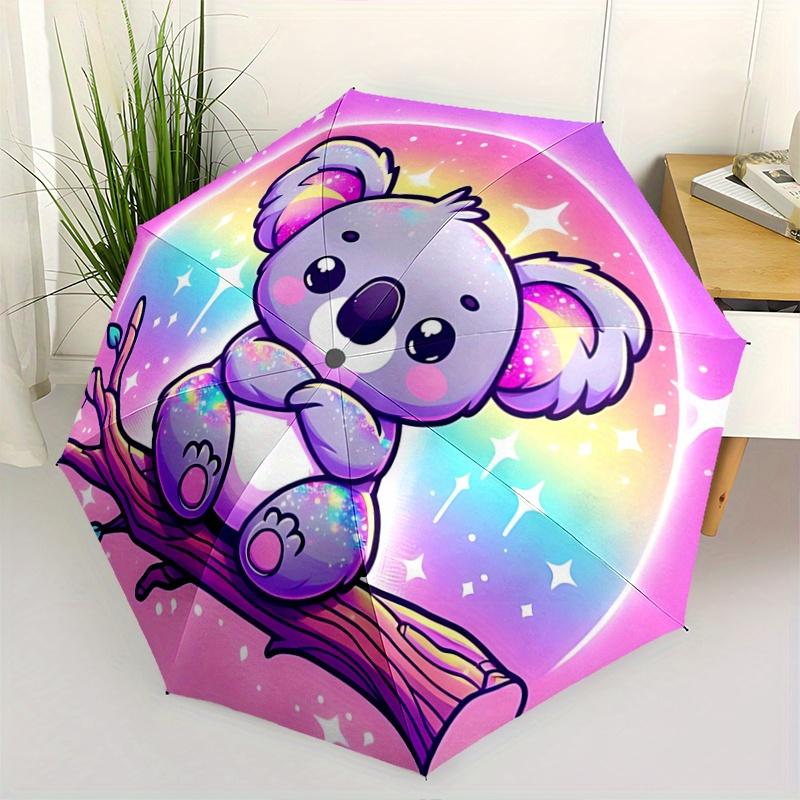 

1pc Energetic Koala Durable Cartoon Folding Umbrella, Portable 3-Fold Compact Umbrella for Men and Women, Suitable for Travel or Daily Use.H