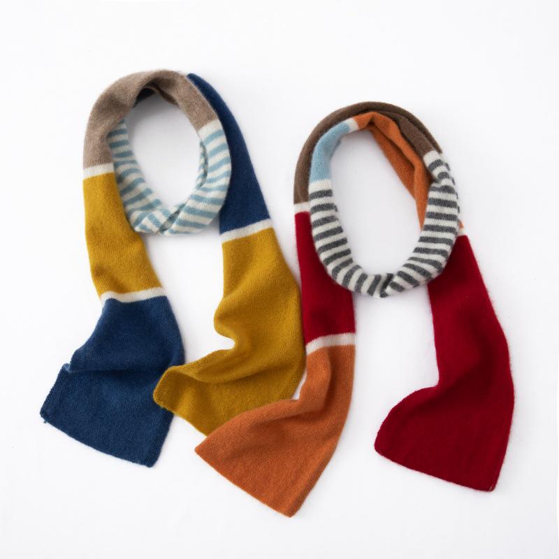 Women's Korean Style Cashmere Scarf - Contrasting Colors, Pure, Warm, and Versatile for Autumn/Winter