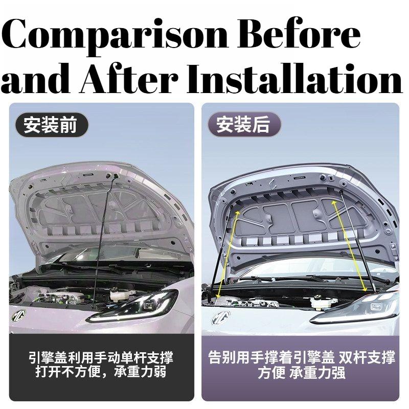 Fit For MG4 EV MG4 Electric 2022-2026 Modified Front Engine Hood Hydraulic Support Rods Frunk Storage Box Auto Pop-up durable