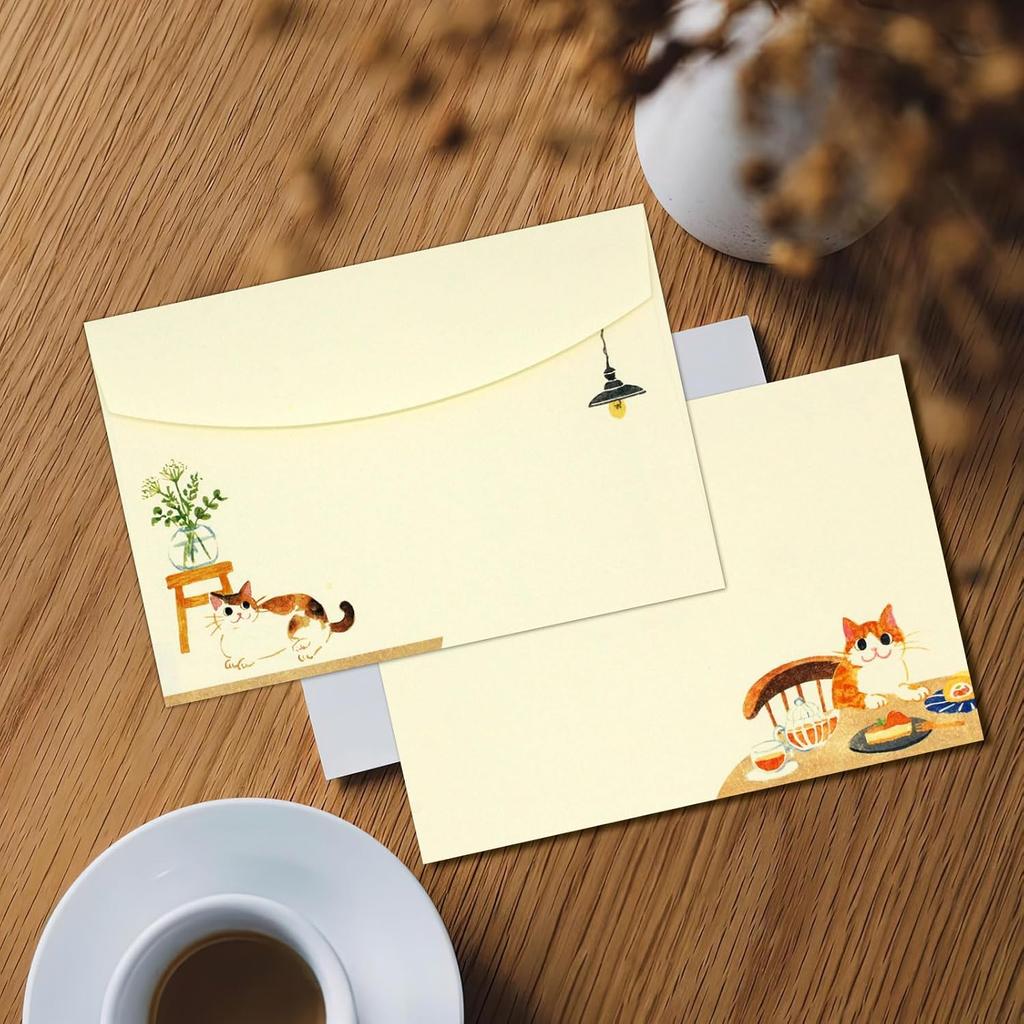 36 PCS Writing Paper and Envelopes Set, Warm Cute Cat Themed Stationary Set Design for Invitations Gift Decorations Holiday Party, 24 Lined