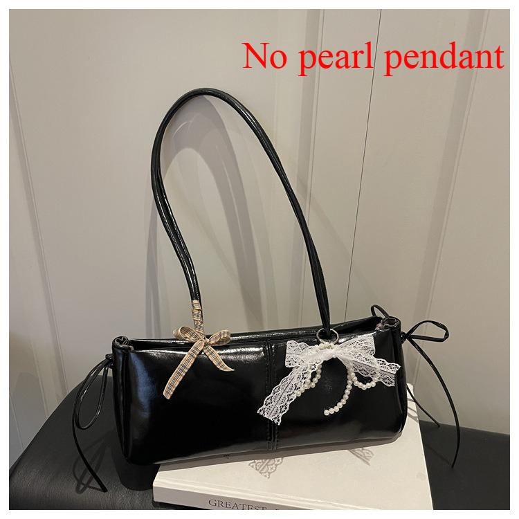 Simple Solid Color Pu Shoulder Bags for Women Sweet Bow Thread Design Ladies Underarm Bag Casual Versatile Female Pillow Handbag
