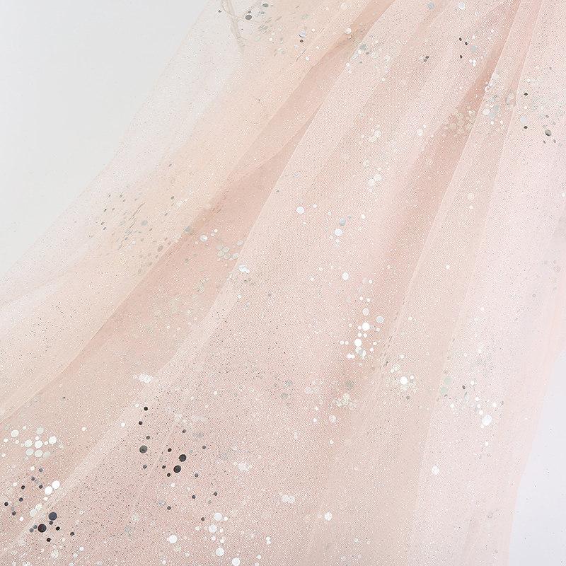 Sequin Mesh Fabric for DIY Sewing Wedding Dress Puff Skirt Stage Costume Photo Influencer Background Decoration Cloth Material