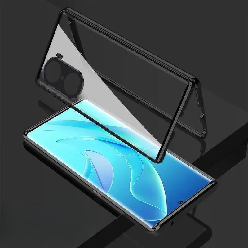 

360 двухсторонний стеклянный полный чехол для Xiaomi POCO X7 Pro Redmi Turbo4 чехол с пряжкой для Redmi Turbo 4 противоударный металлический бампер POCO X7 Pro чёрный