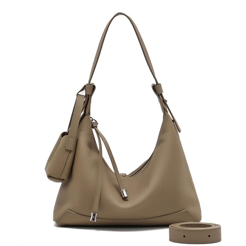 First Layer Cowhide Shoulder Bag New Genuine Leather Women's Bag Retro Commuter Crossbody Bag Fashionable Versatile Underarm Bag Women