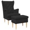 Armchair with Footstool 2 Pcs. Black Fabric